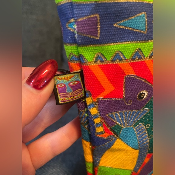Vintage Laurel Burch Colorful “Dancing Fish” Canvas Tote Bag - Picture 6 of 14